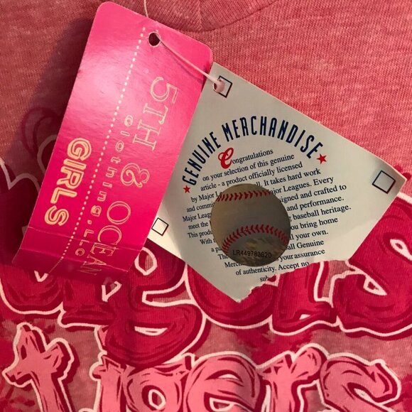 NWT Girl's MLB Geniune Merchandise Detriot Tigers pink t-shirt 5th & Ocean 14/16 - Picture 4 of 8